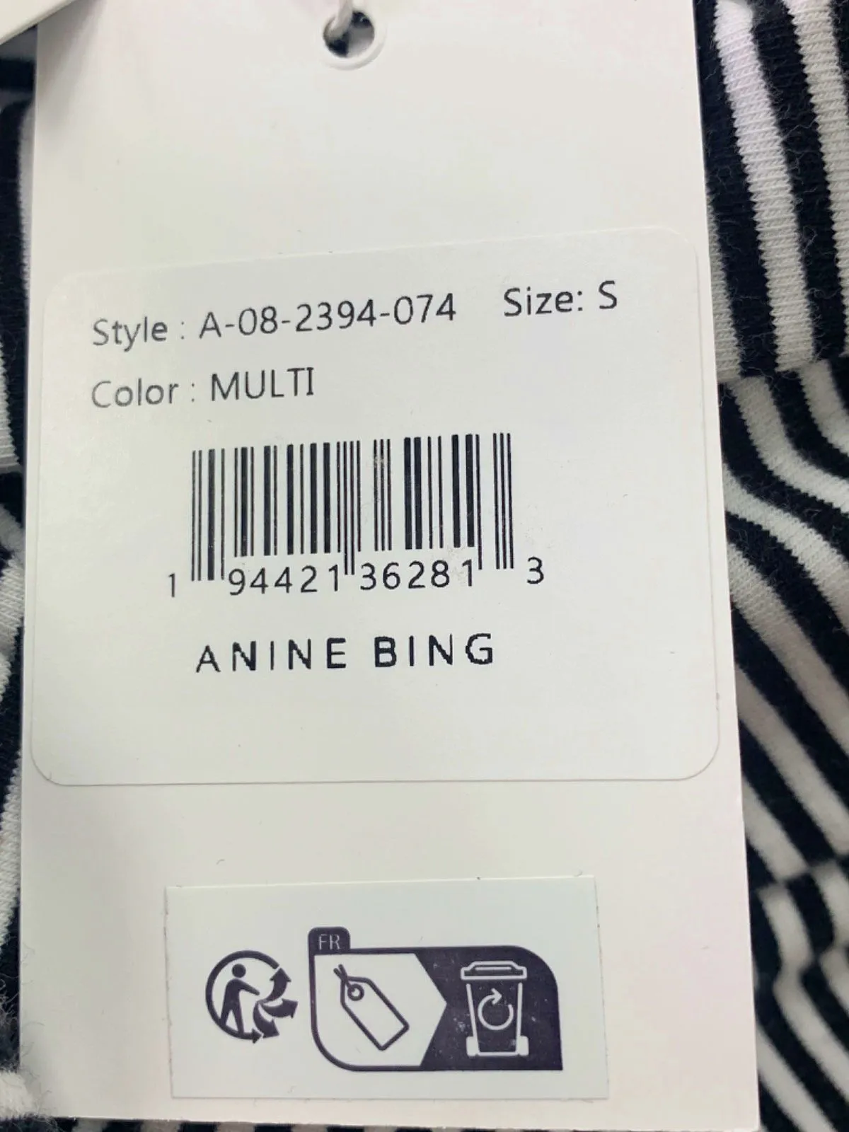 Anine Bing Black/White Striped T-Shirt S