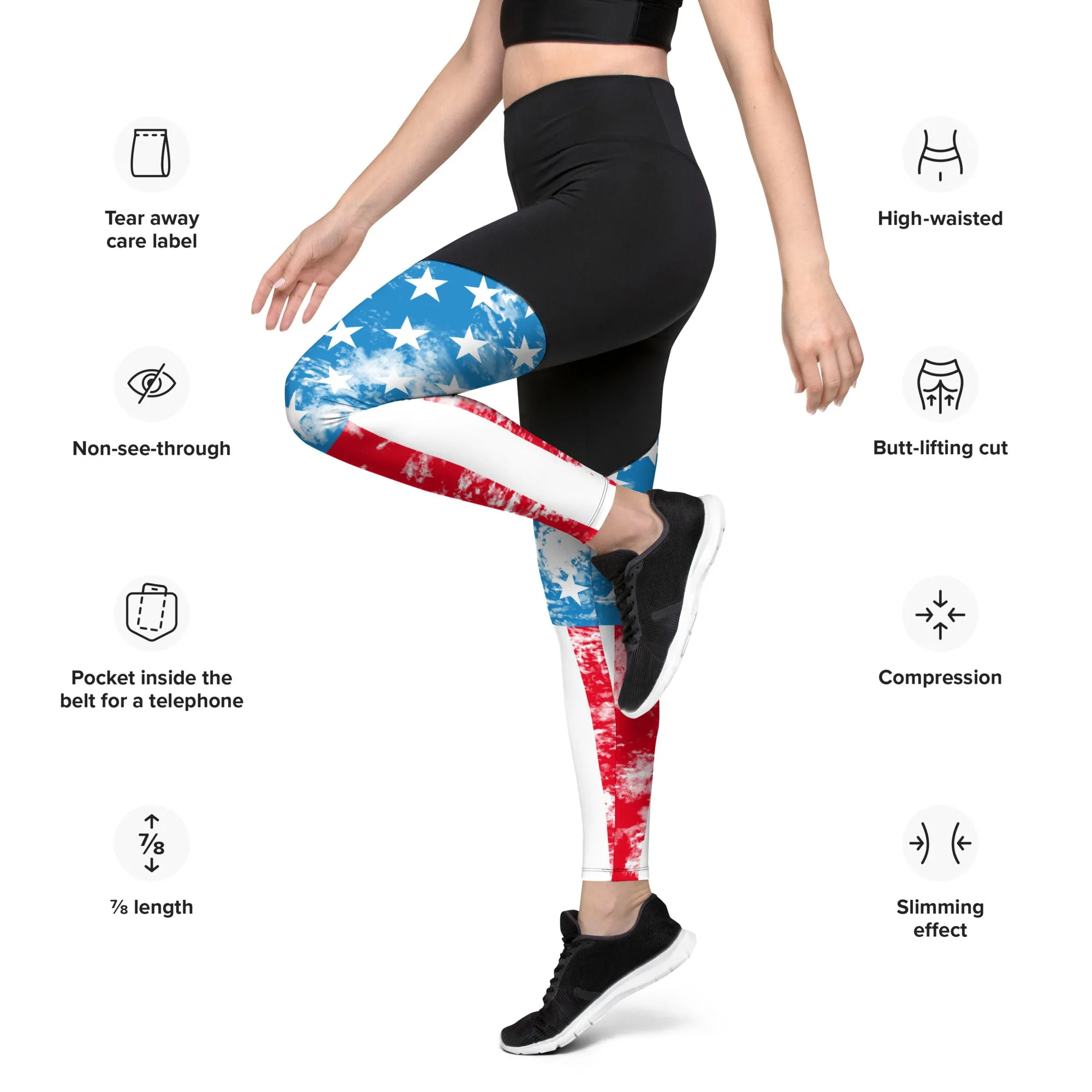 Artsy American Flag Compression Leggings