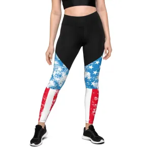 Artsy American Flag Compression Leggings