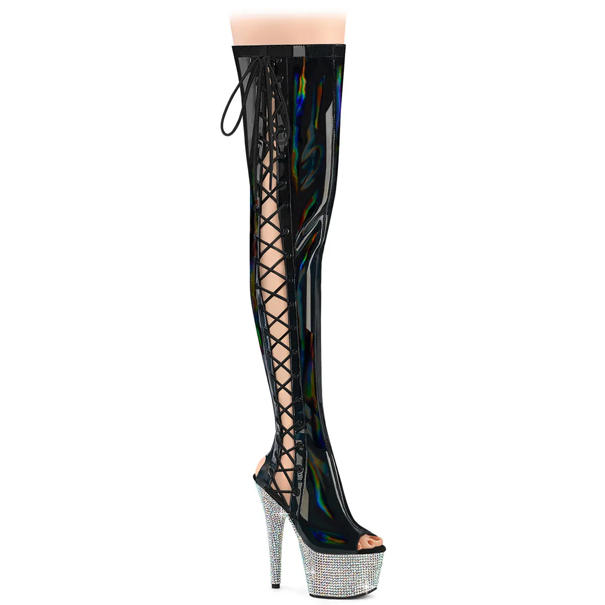 BEJEWELED-3052HG-7 Thigh High Glitter Boots