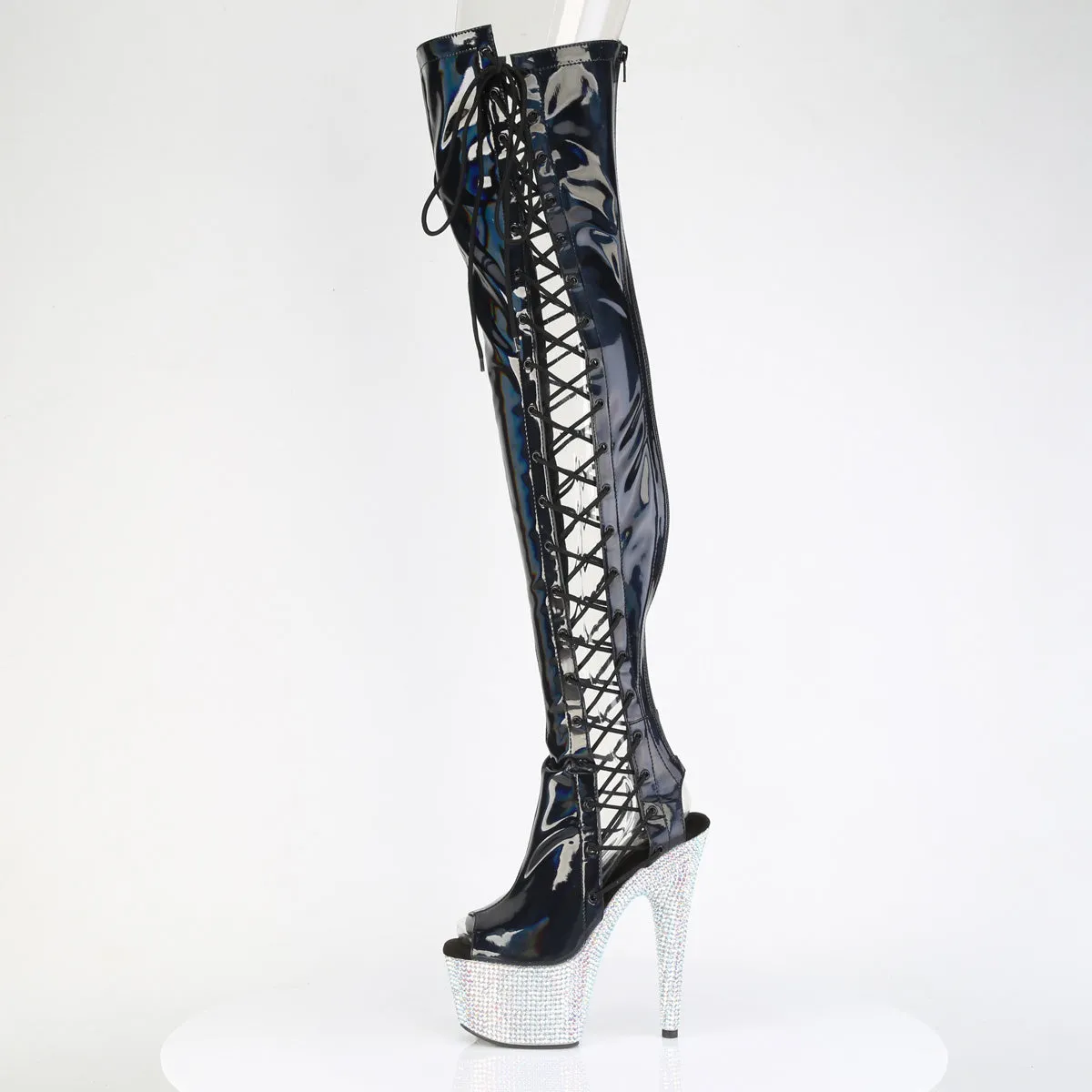 BEJEWELED-3052HG-7 Thigh High Glitter Boots