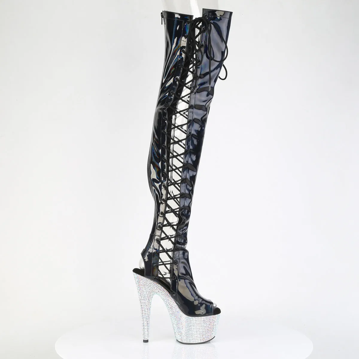 BEJEWELED-3052HG-7 Thigh High Glitter Boots