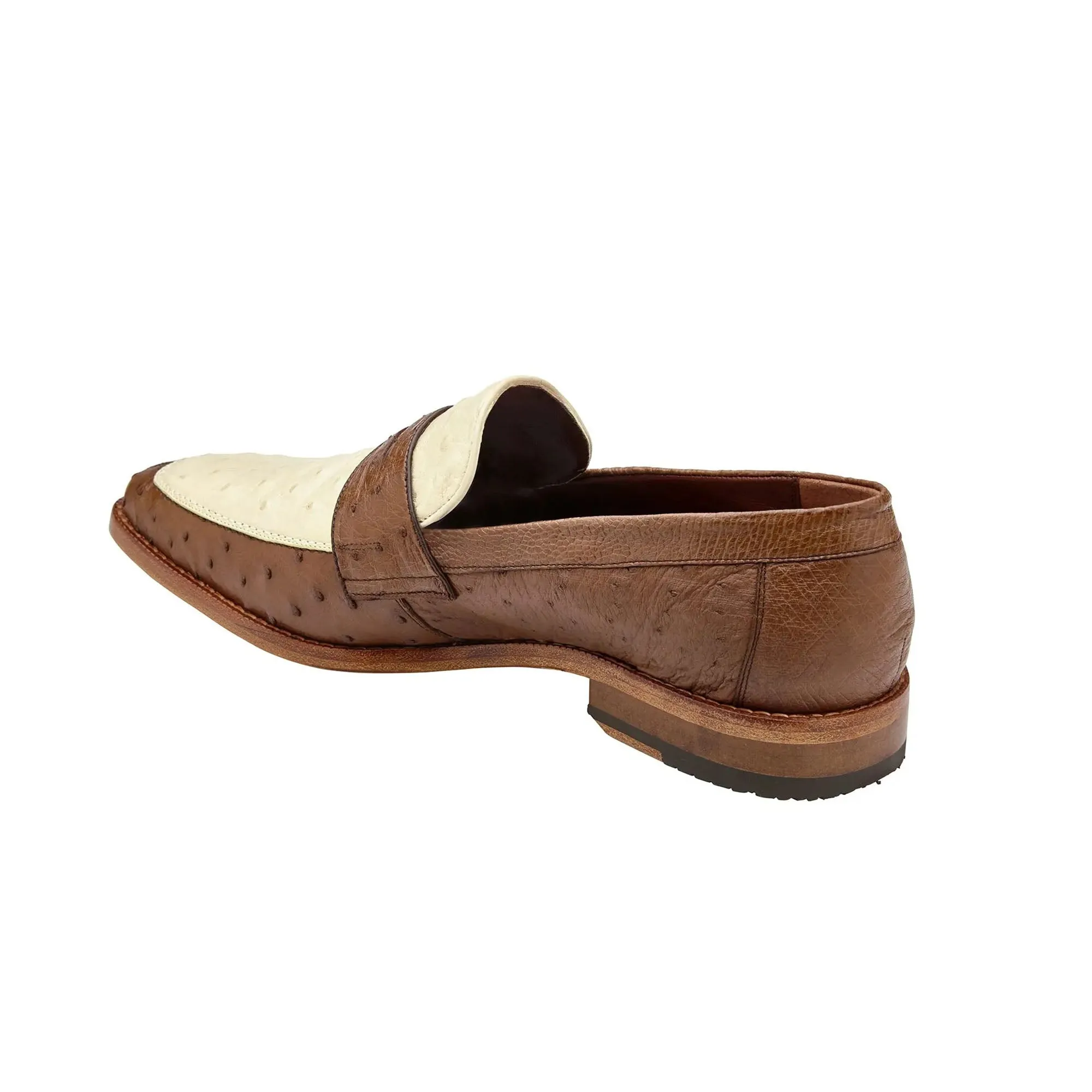 Belvedere Espada in Tabac / Bone Ostrich Quill Penny Loafers