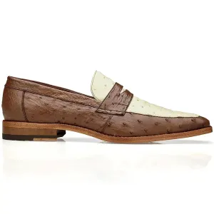 Belvedere Espada in Tabac / Bone Ostrich Quill Penny Loafers