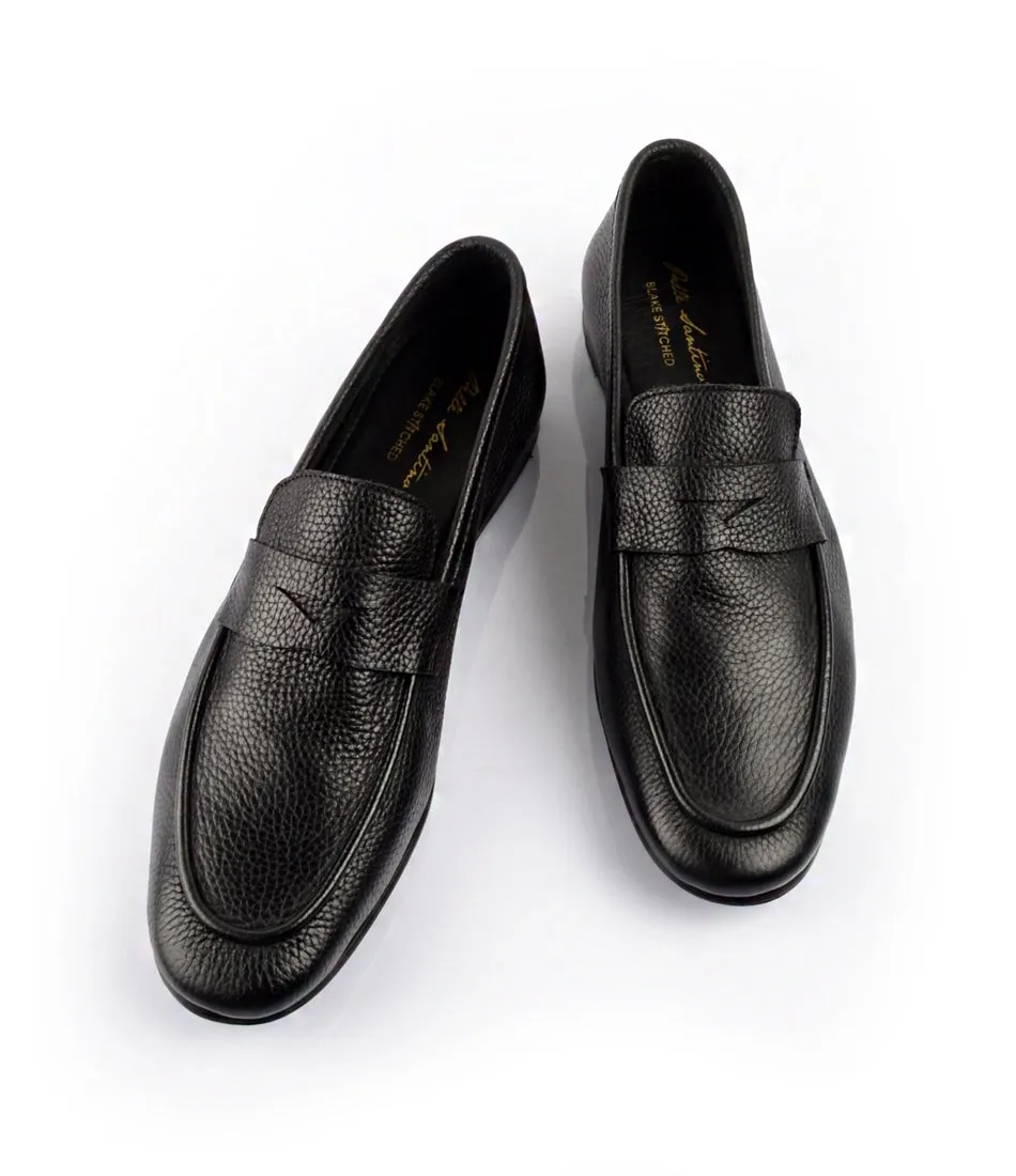 Black Milled Penny Loafers - Ultra-Flex