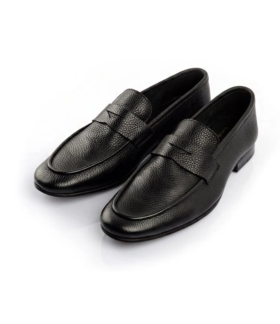 Black Milled Penny Loafers - Ultra-Flex