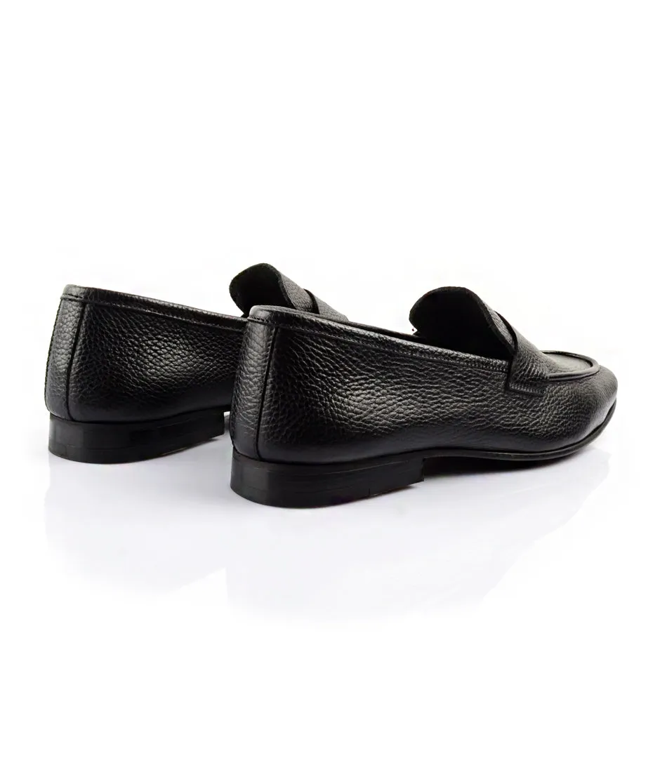 Black Milled Penny Loafers - Ultra-Flex