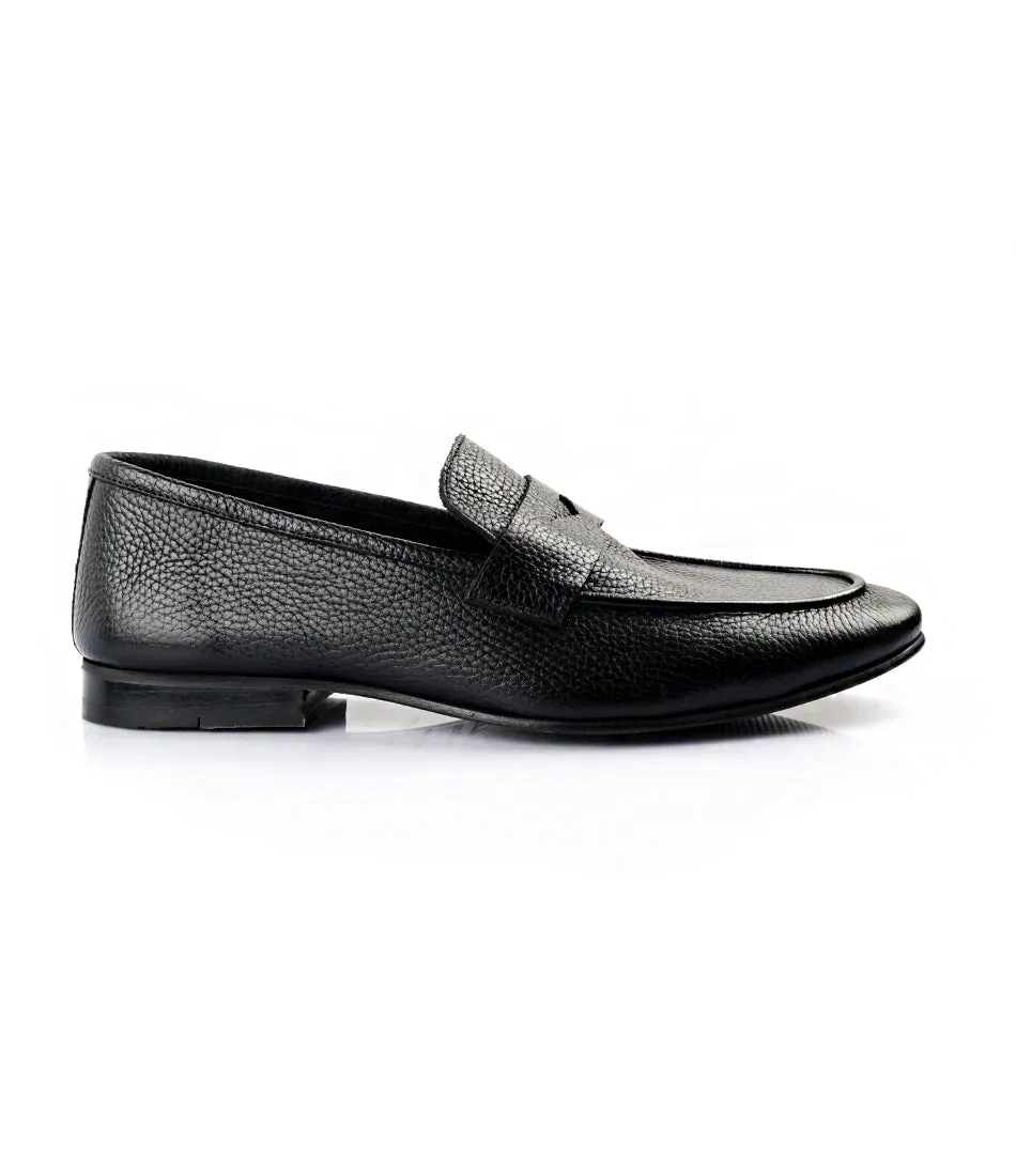 Black Milled Penny Loafers - Ultra-Flex