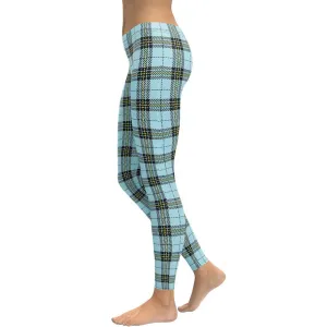 Blue Plaid Print Leggings