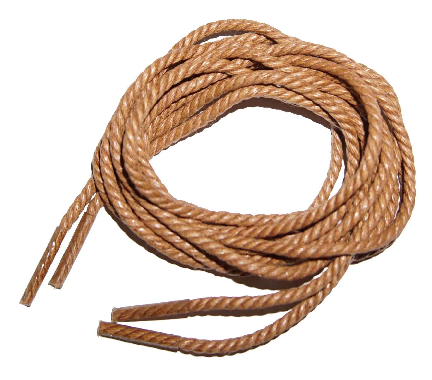 [British Tan] - Round Waxed Thin Braided Hemp Rope Style Shoelaces