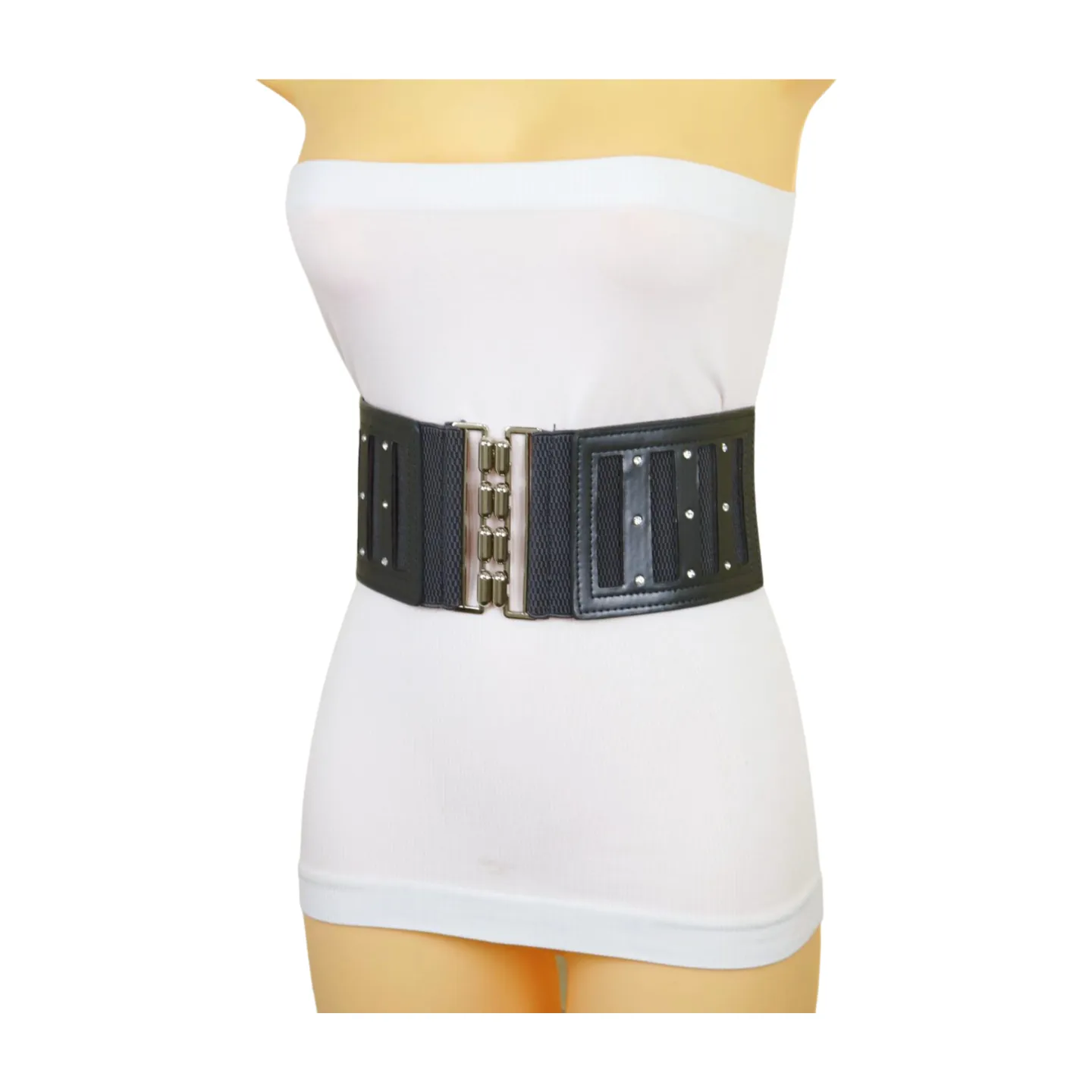 CHARCOAL Dark Grey Elastic Fashion Belt Silver Buckle S M