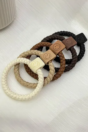 Chestnut 5pcs Smile Face Decor Braided Hair Ties