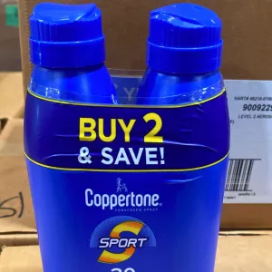 Coppertone Sunscreen Spray Sport 30 4-IN-1 Performance TWIN PACK SPF 30 Total Net Wt 11OZ (72 Pcs lot)