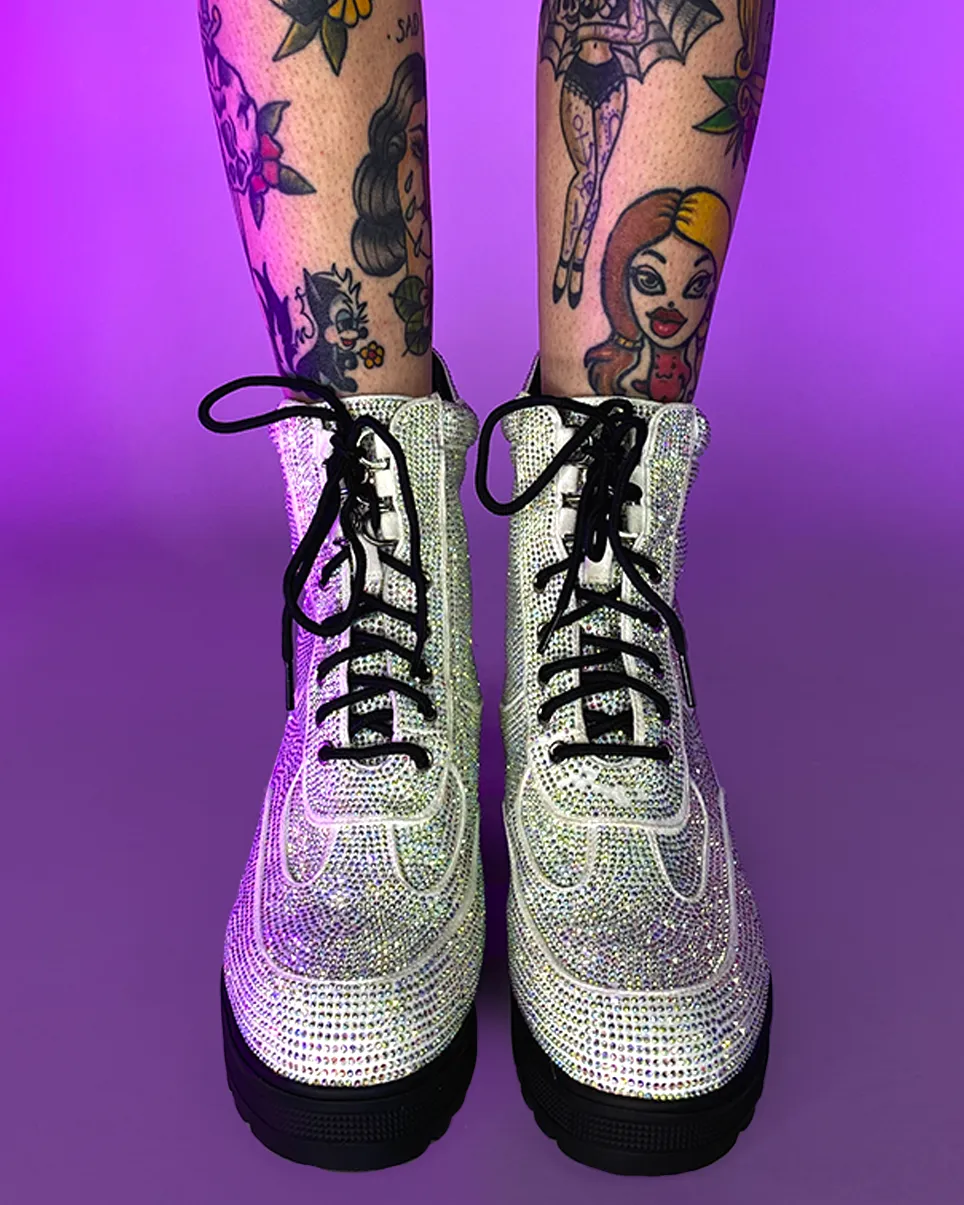 Covered In Diamonds Rhinestone Combat Boots