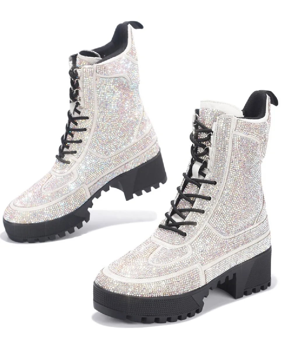 Covered In Diamonds Rhinestone Combat Boots