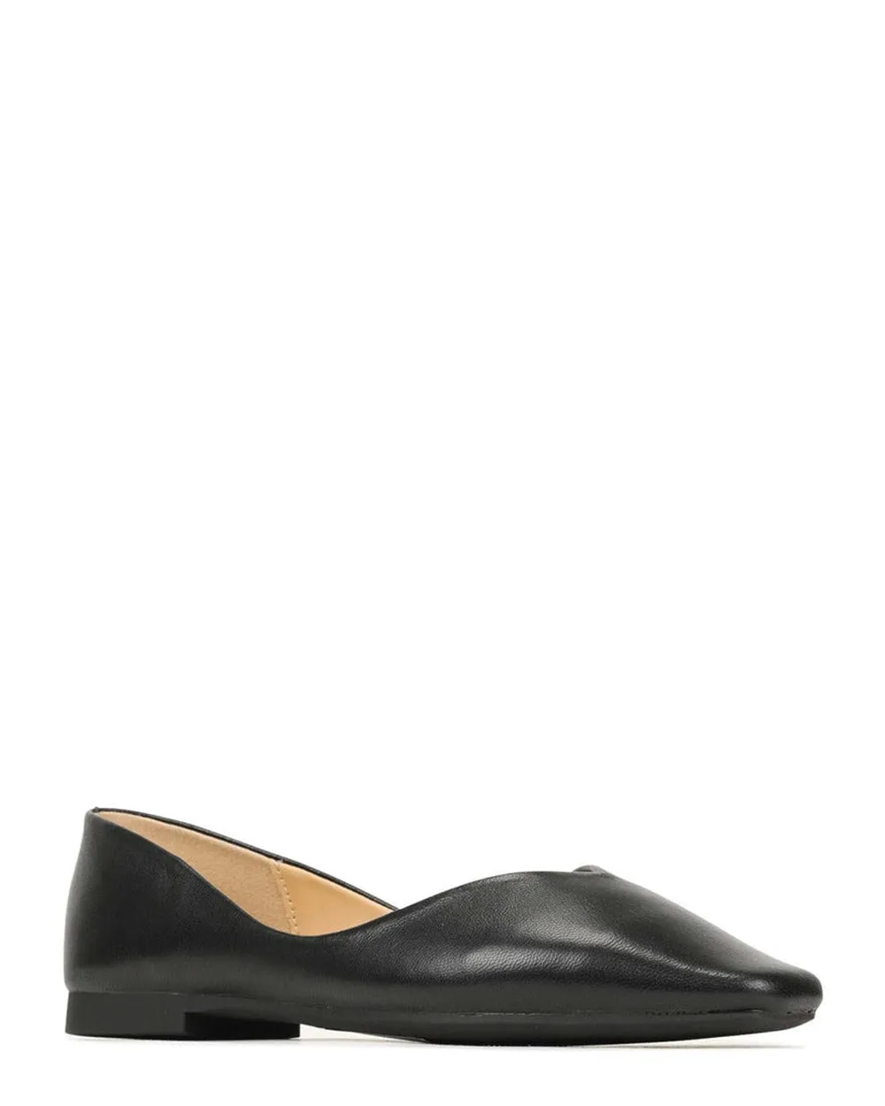 EOS Adriana Black Leather Ballet Shoe