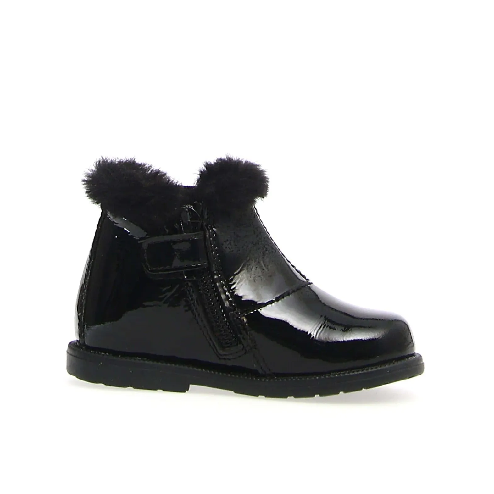 Falcotto Girl's Winter Wood Fur Shoes, Black Patent