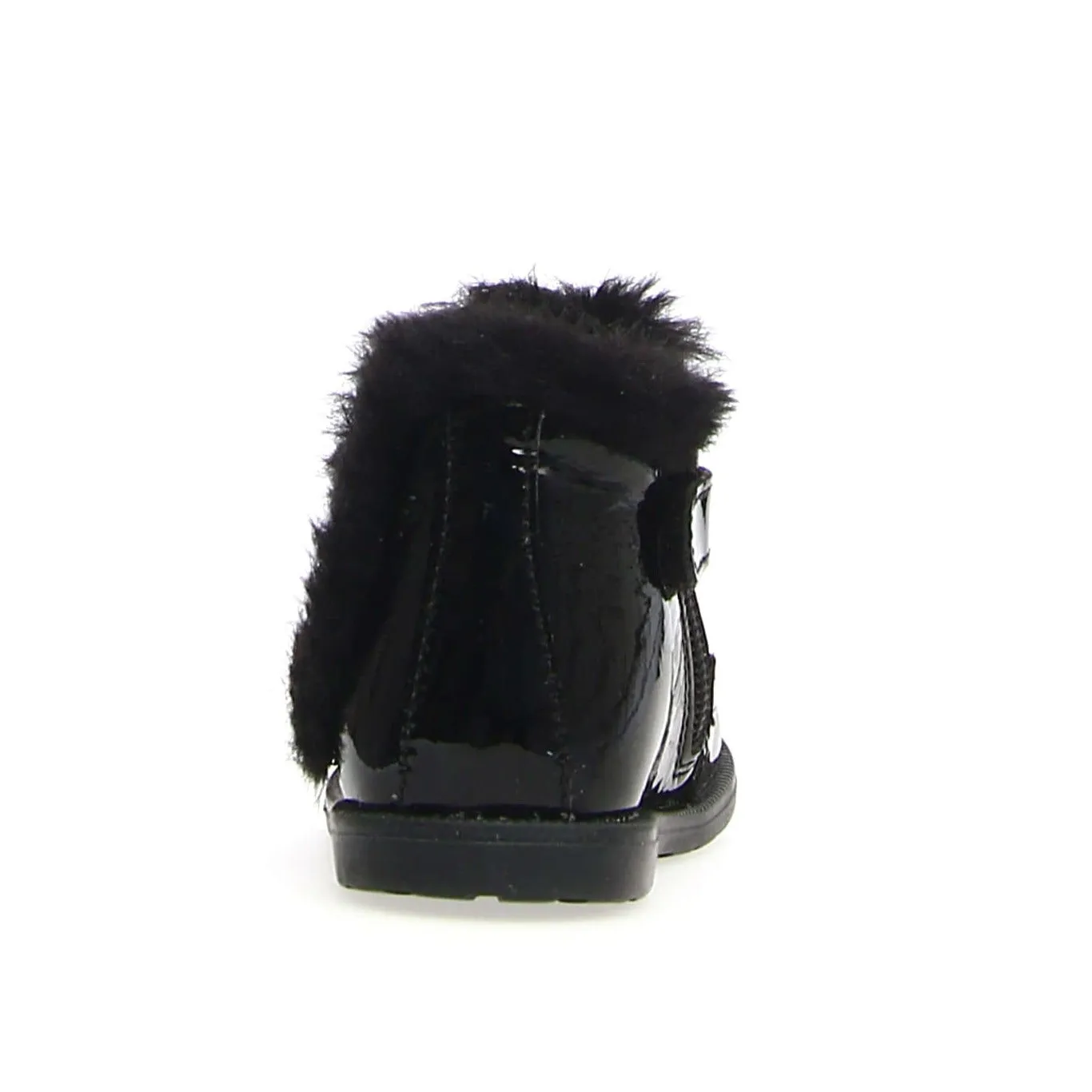 Falcotto Girl's Winter Wood Fur Shoes, Black Patent