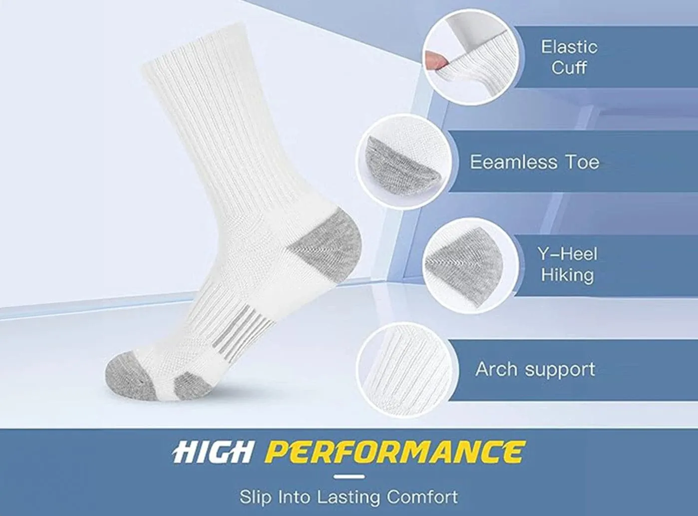 FitVille SportStep Athletic Mid Socks 5-Pair Bundle (for Men)