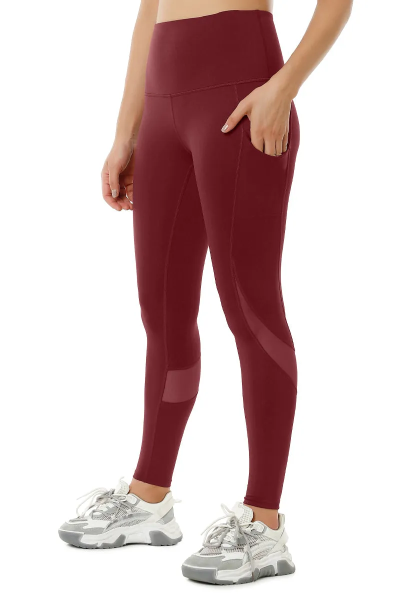 Flaunt Panelled High Rise Active Leggings - Chocolate Truffle