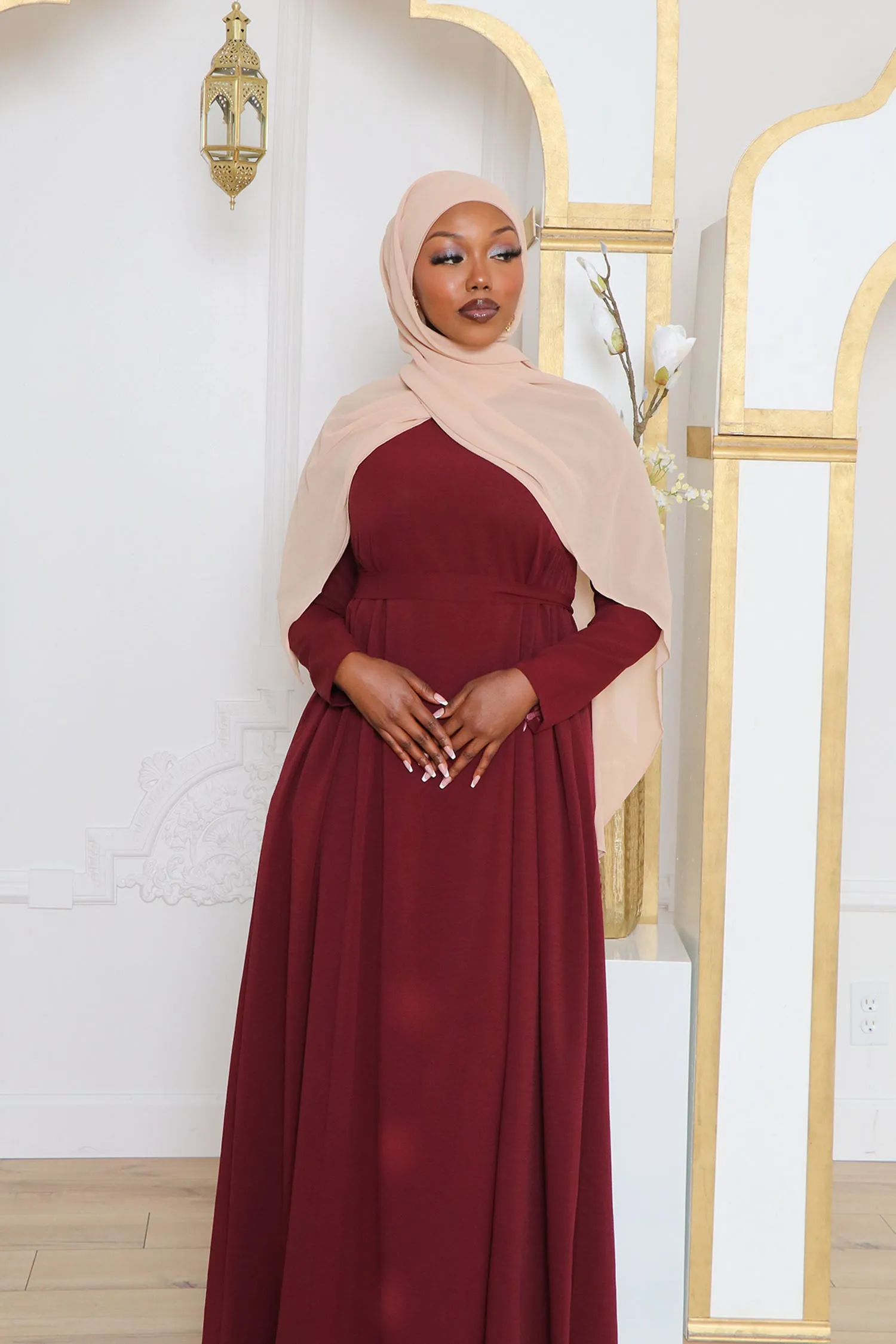 Gia Linen Abaya- Mahogany