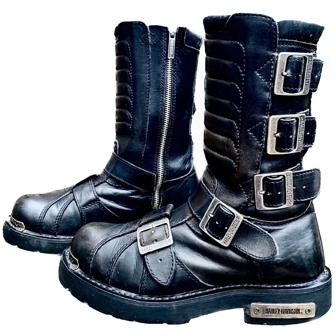 HARLEY-DAVIDSON Vintage “Terminator” Buckle Black Biker Combat Moto Boots