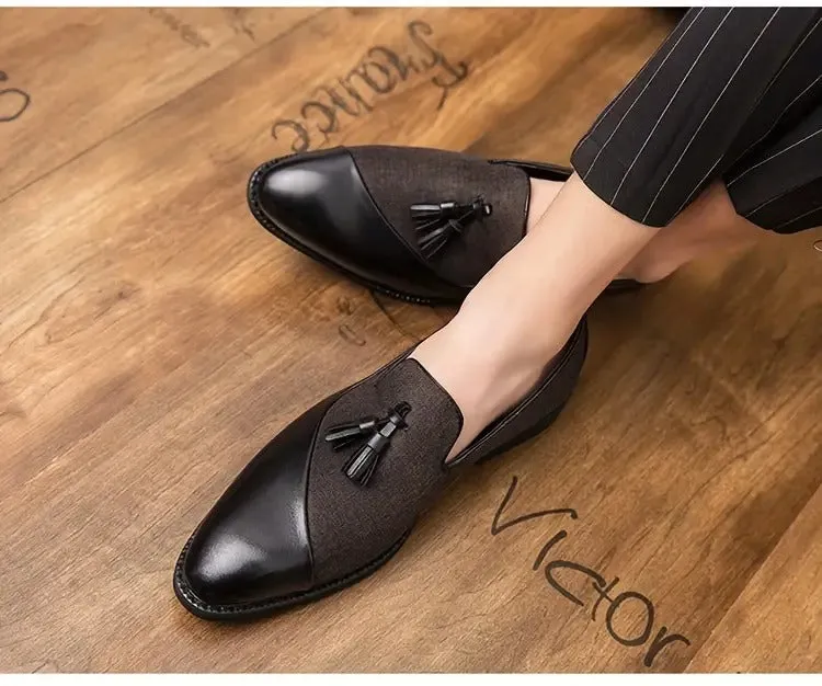 Men's Vintage Slip On Tassel Loafer Shoes Comfy Non Slip Rubber Sole Casual Dress Shoes | 1109-58