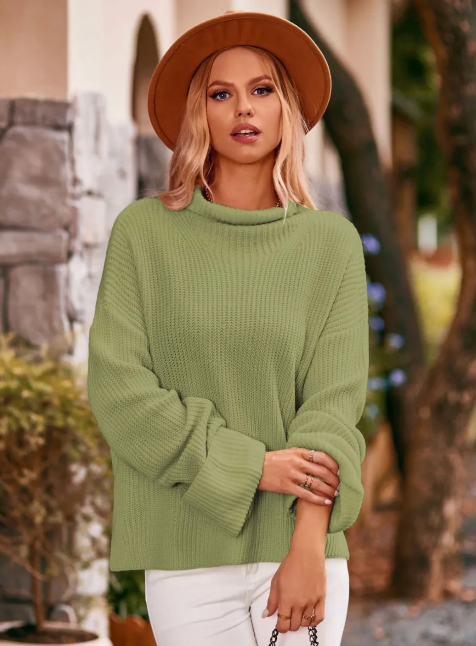 Open Neck Pocket Front Long Sleeve Sweater