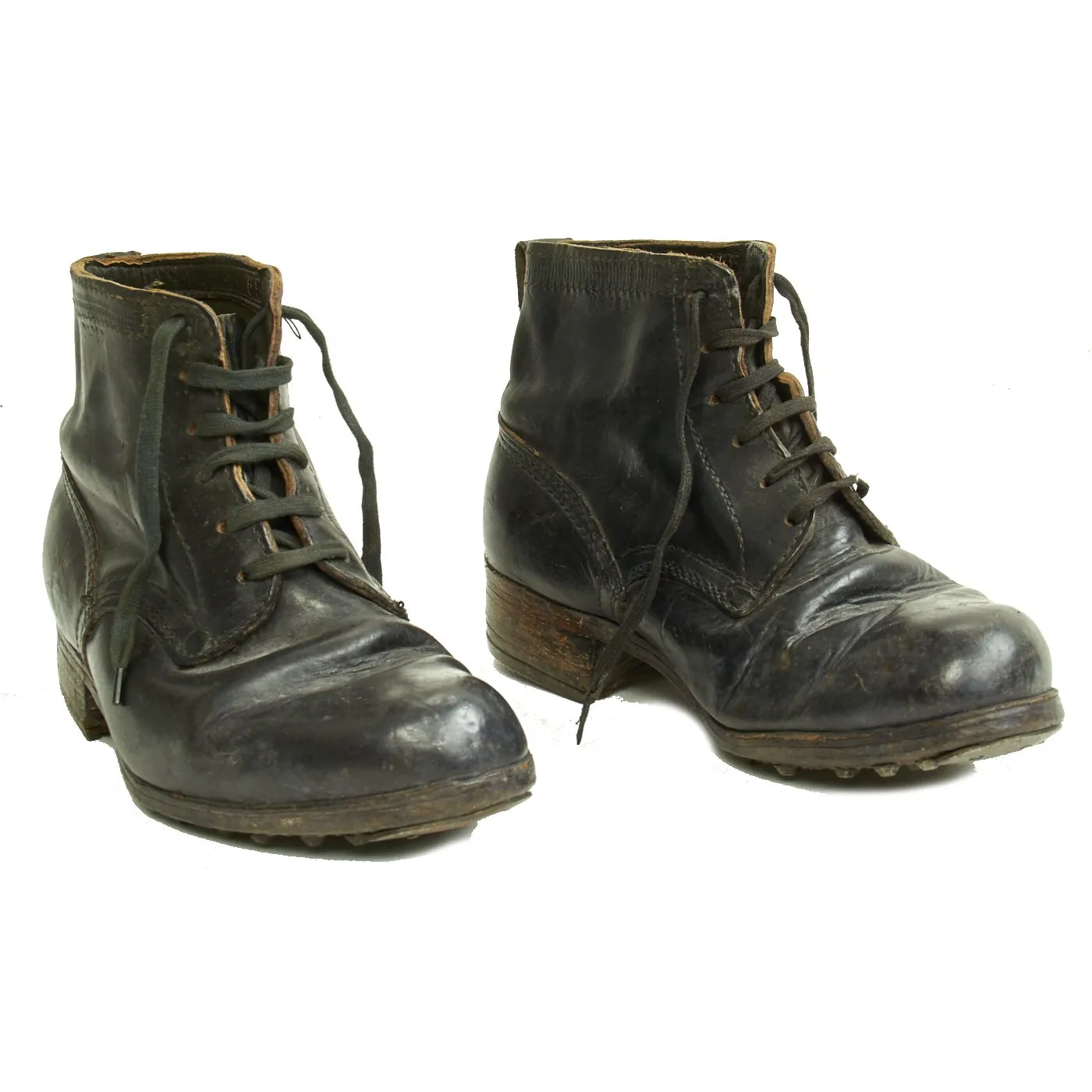 Original German WWII Combat Low Boots with Hobnails and Gamaschen