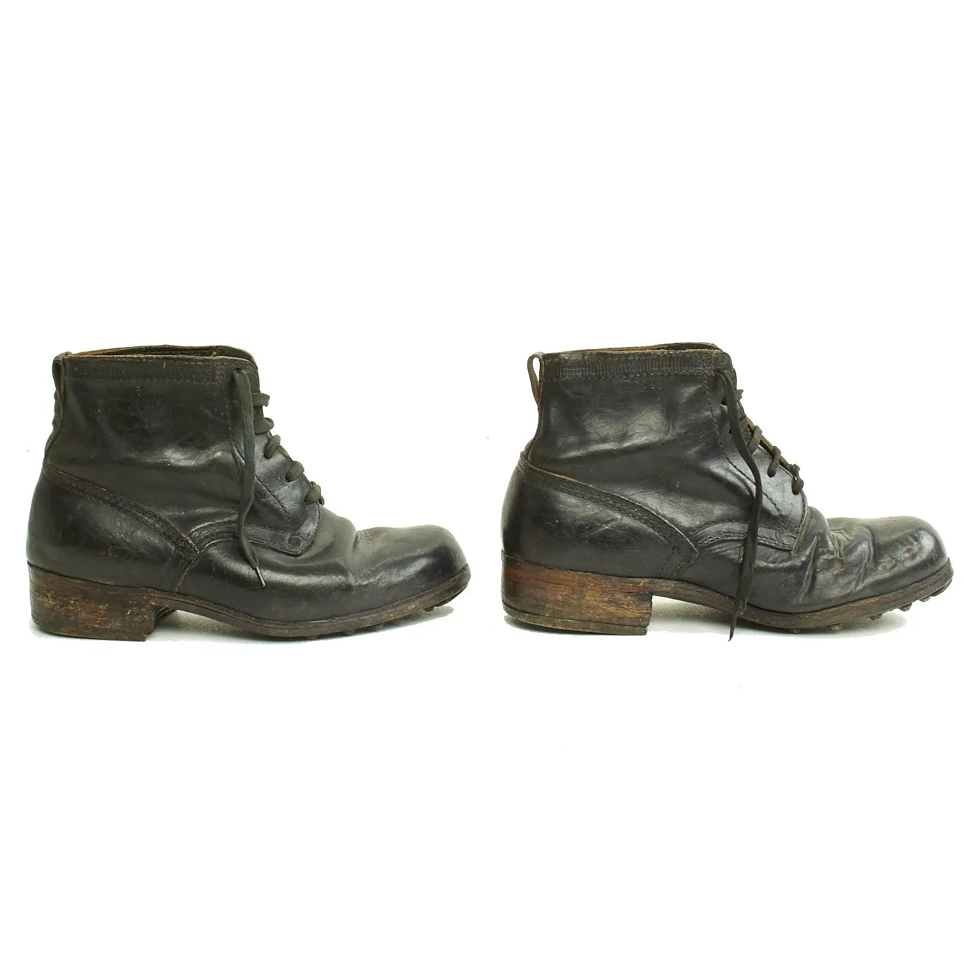 Original German WWII Combat Low Boots with Hobnails and Gamaschen