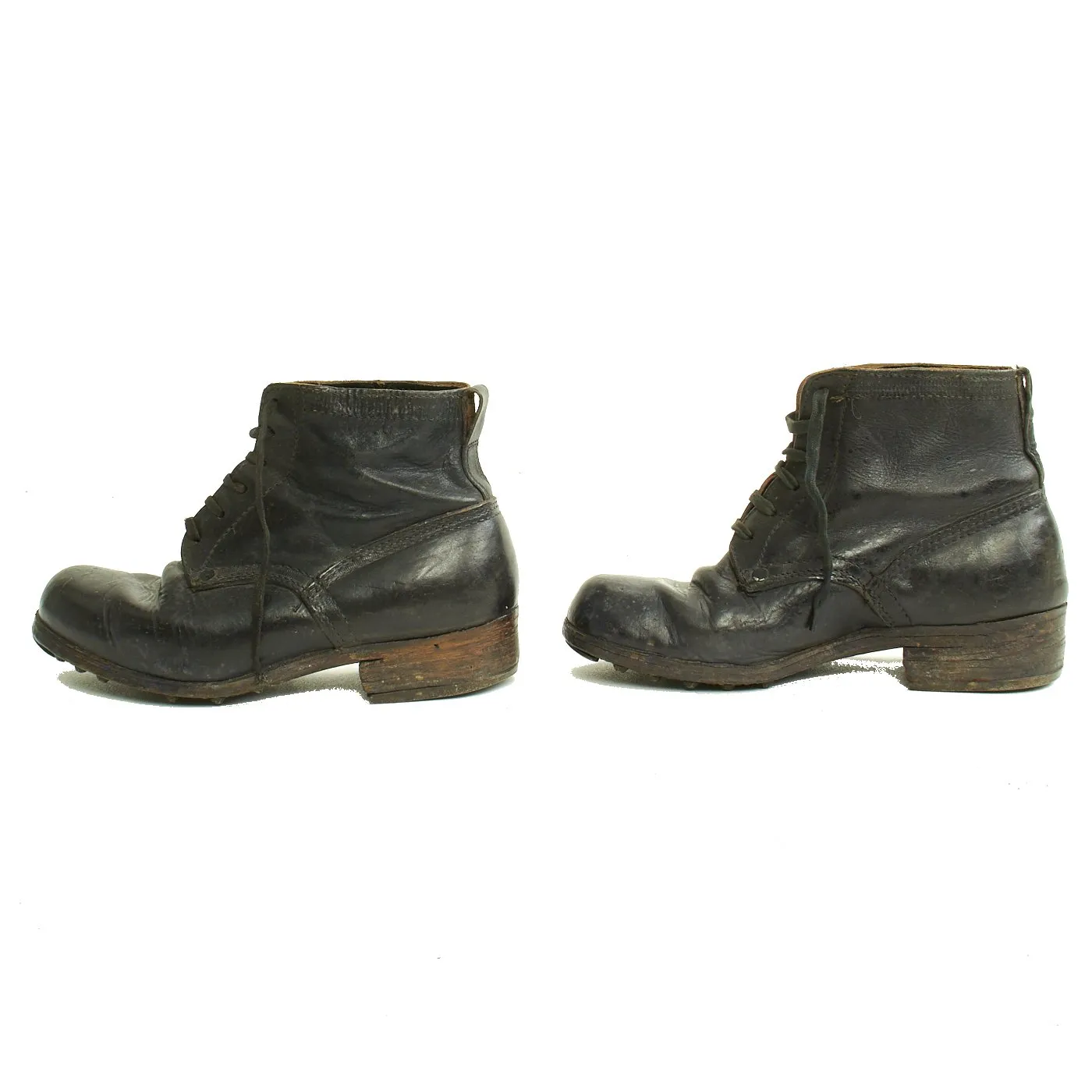 Original German WWII Combat Low Boots with Hobnails and Gamaschen