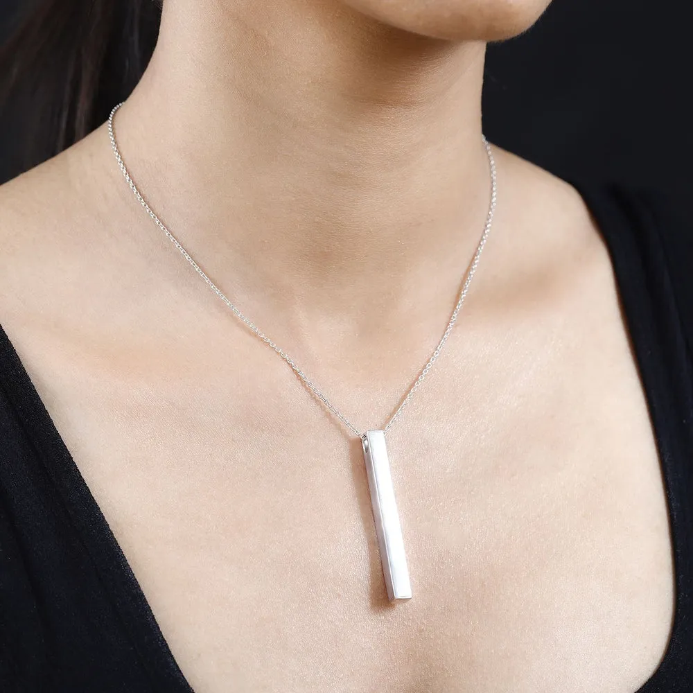 Silver Bar Pendant with Chain