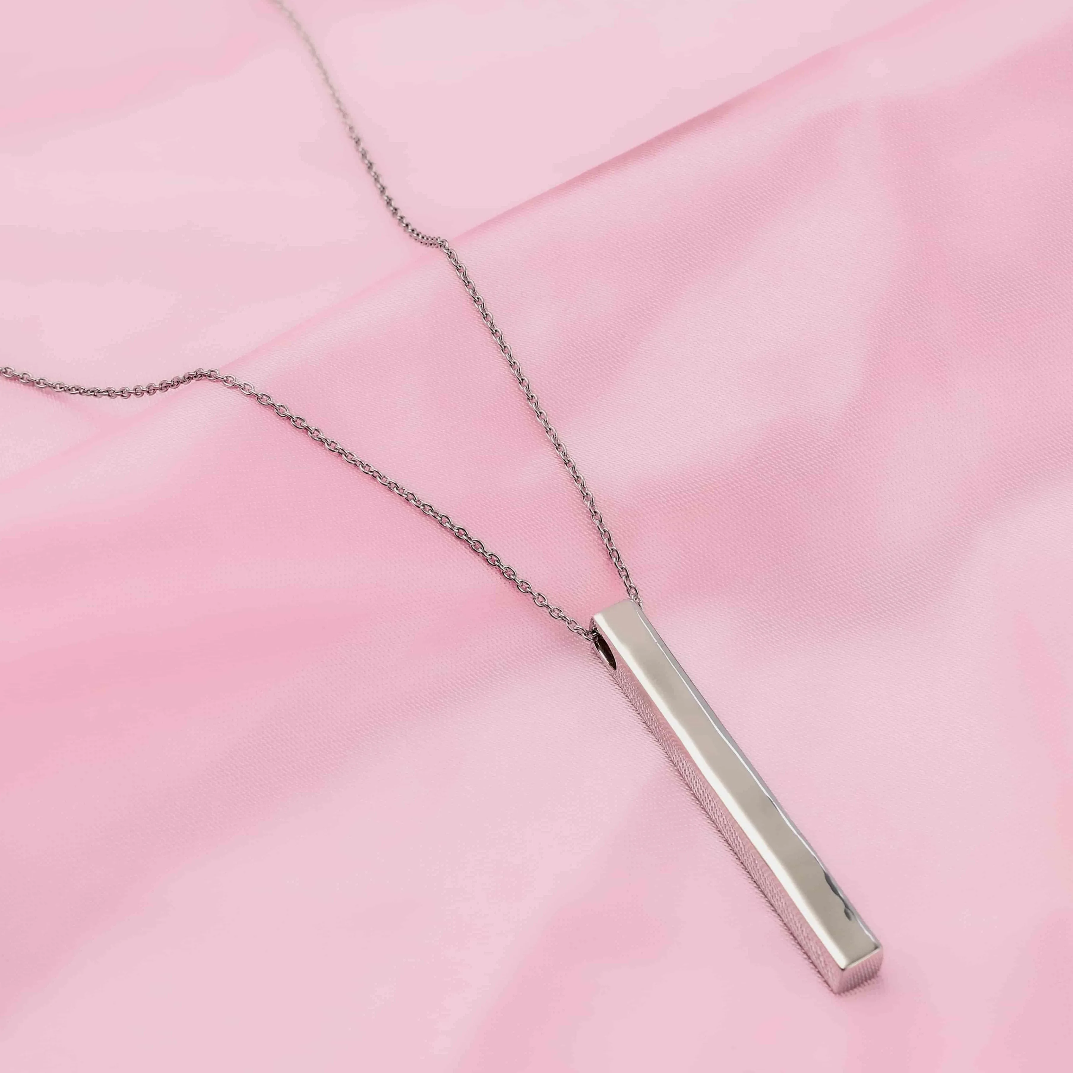 Silver Bar Pendant with Chain