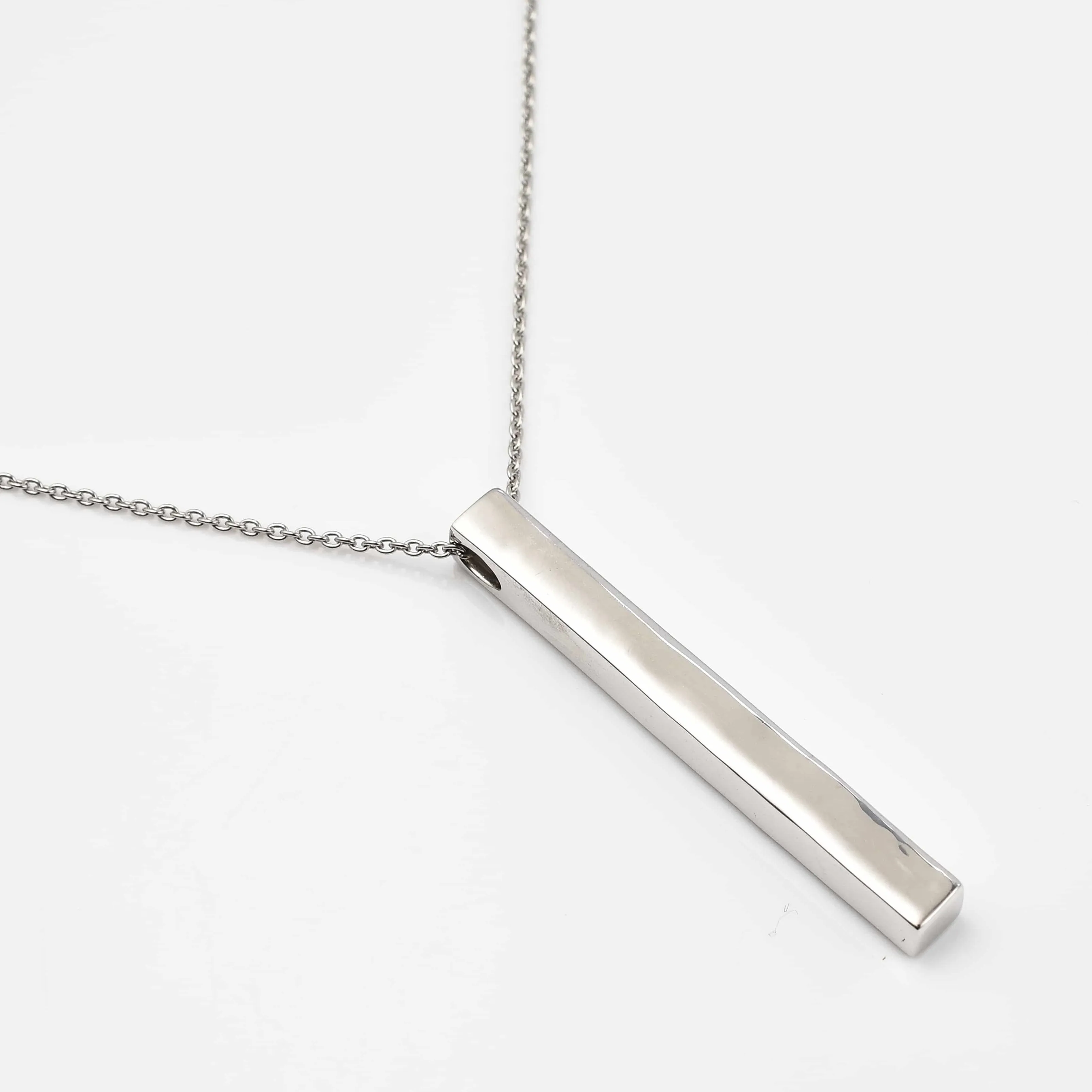 Silver Bar Pendant with Chain