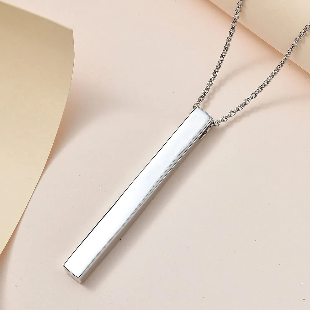 Silver Bar Pendant with Chain