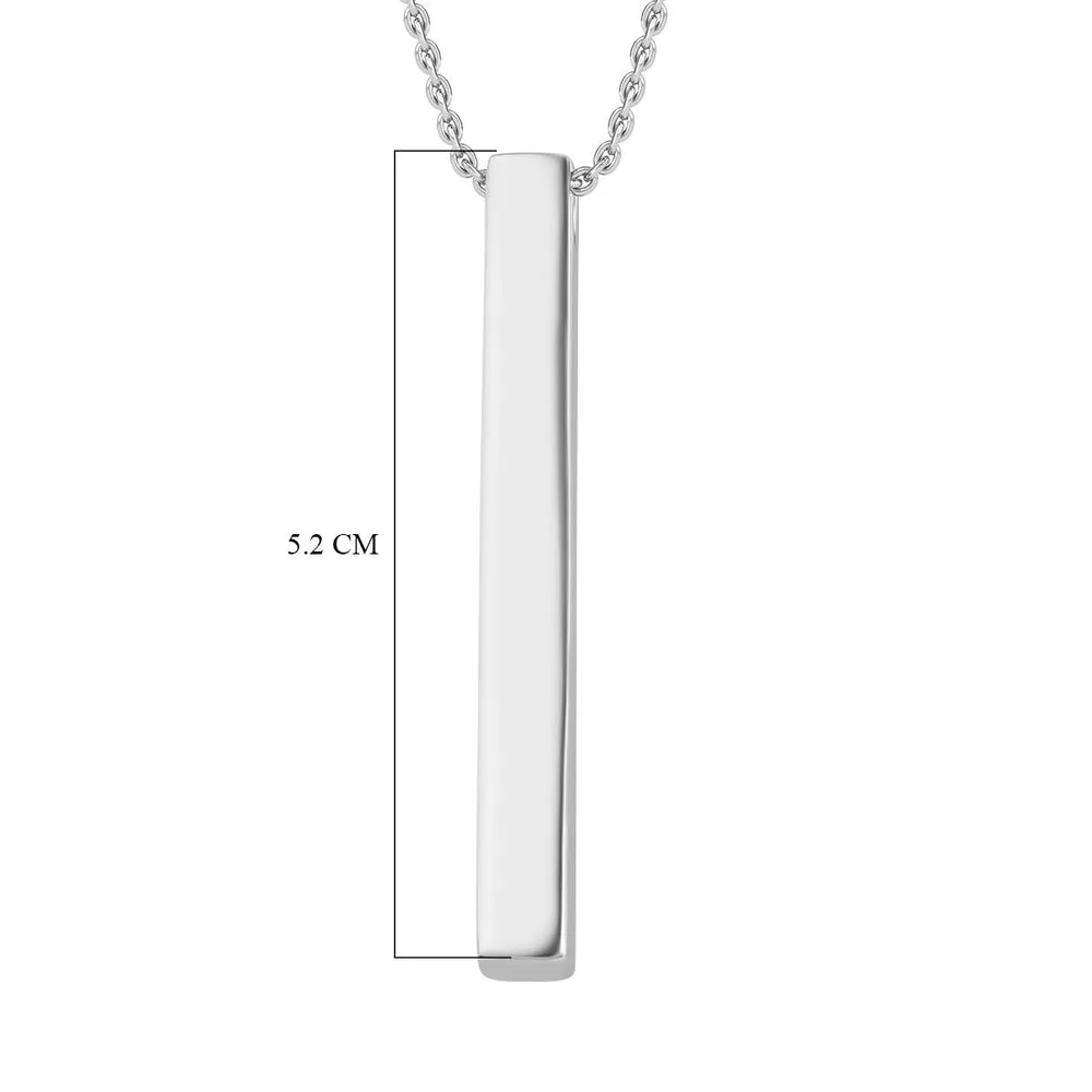 Silver Bar Pendant with Chain