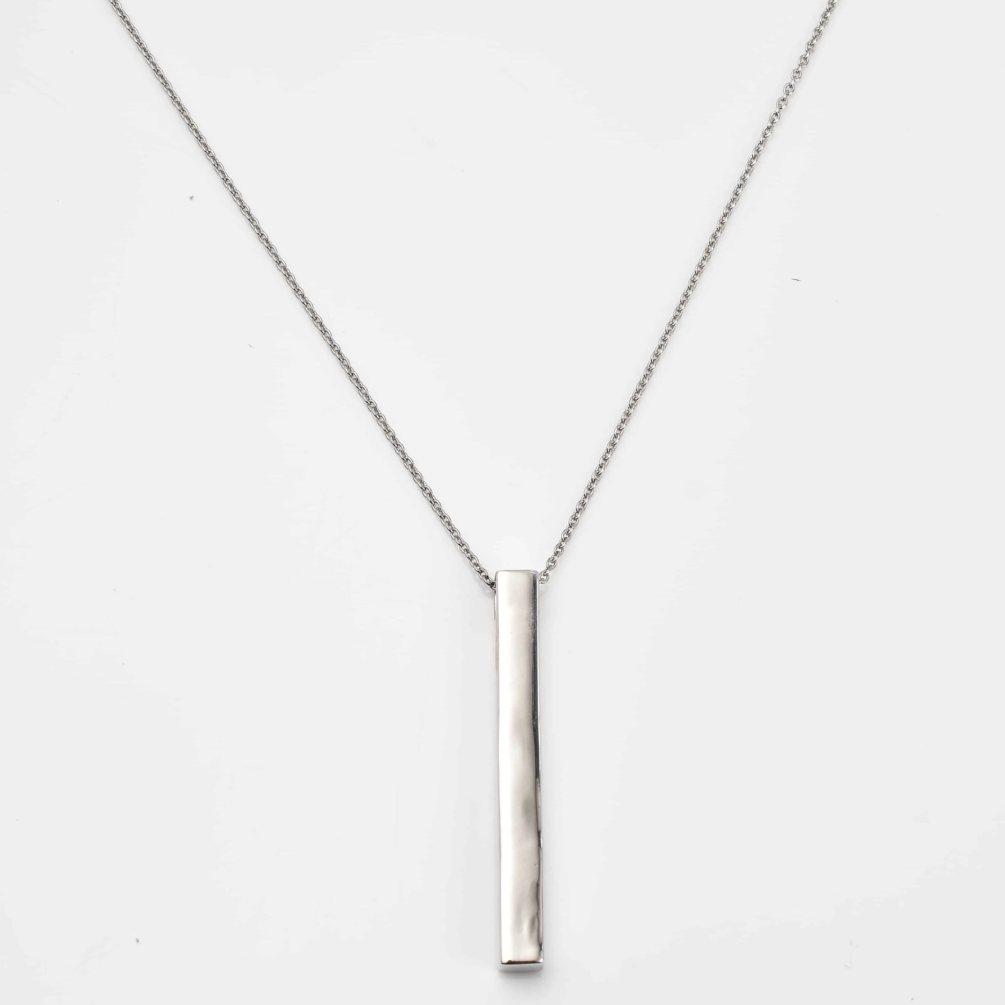 Silver Bar Pendant with Chain