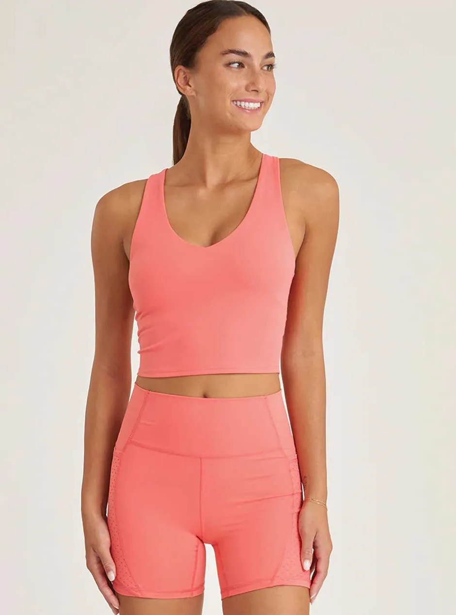 Thrive Société Women's Endure Perforated Bra Tank Top - Flamingo Pink